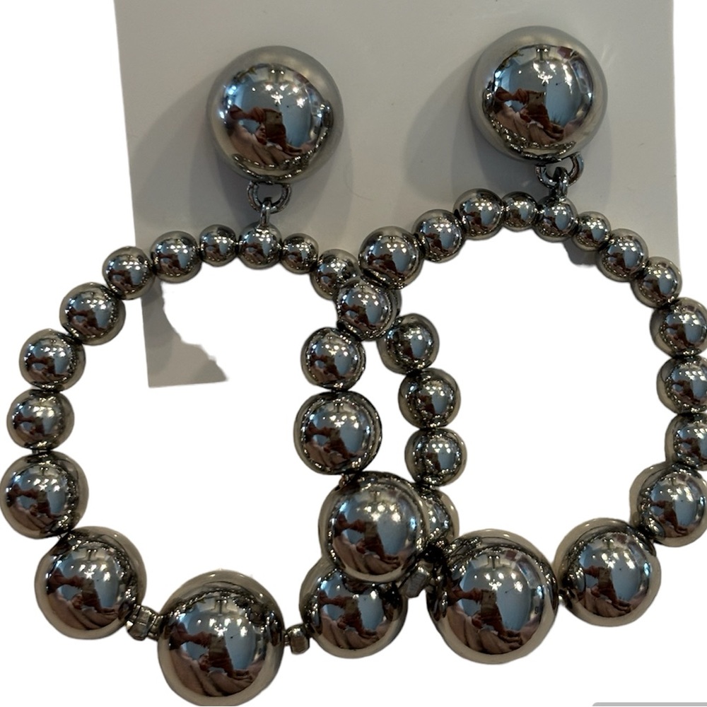 KATE SPADE ♠️ LIGHT UP THE ROOM HOOP STATEMENT EARRINGS SILVER